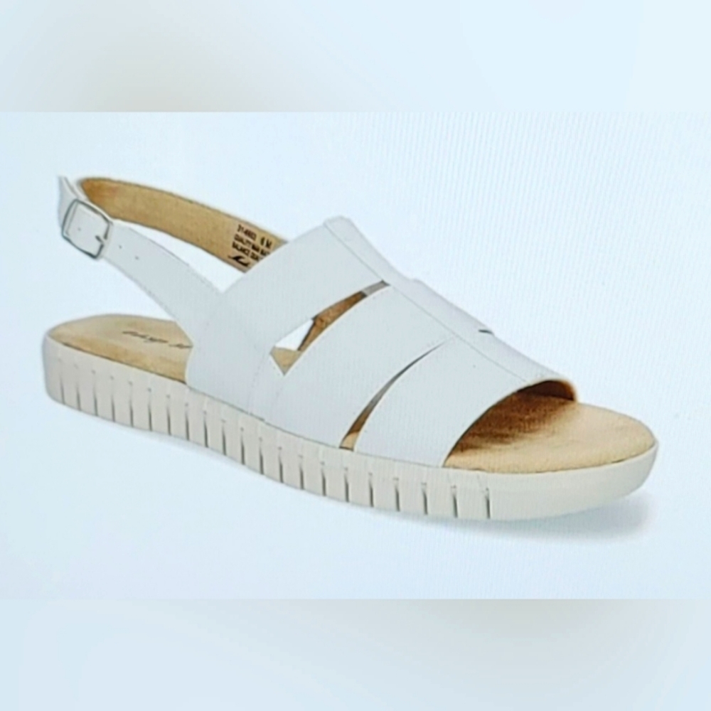 NWOB EASY STREET MAGGIE Women's Slingback Sandals WHITE GORE  6.5 MEDIUM